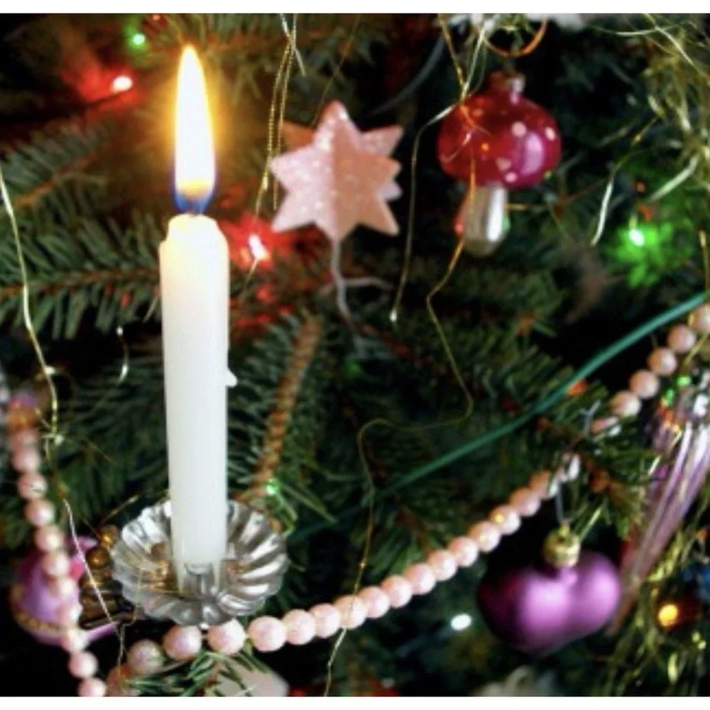 VINTAGE CHRISTMAS TREE CANDLE CLIPS / SET of 9 / SILVER CANDLE HOLDERS